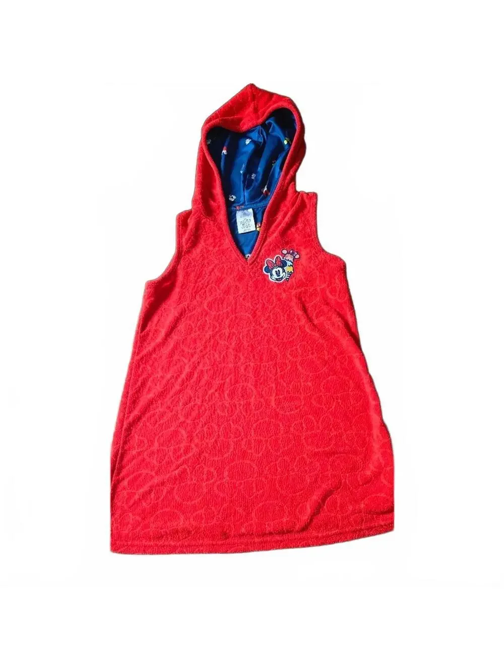 Disney Parks Minnie Mouse Terry Red Hooded Dress Girls Size 7/8 Lined Hoodie